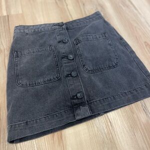 We The Free Washed Black Denim Button-Front Mini Skirt